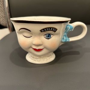 Baileys Irish Cream Coffee Cup No Chips/Cracks. There is a Blue Bow on Handle.